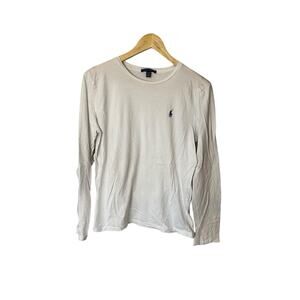 Ralph Lauren Sport Crew Neck Long Sleeve Top Girls Size XL White Purple Pony
